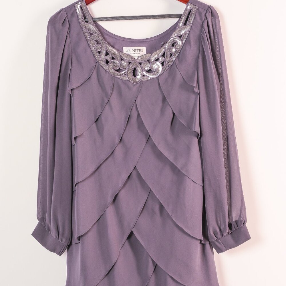 Knee Length Grey Ruffled Dress - Picture 5 of 5